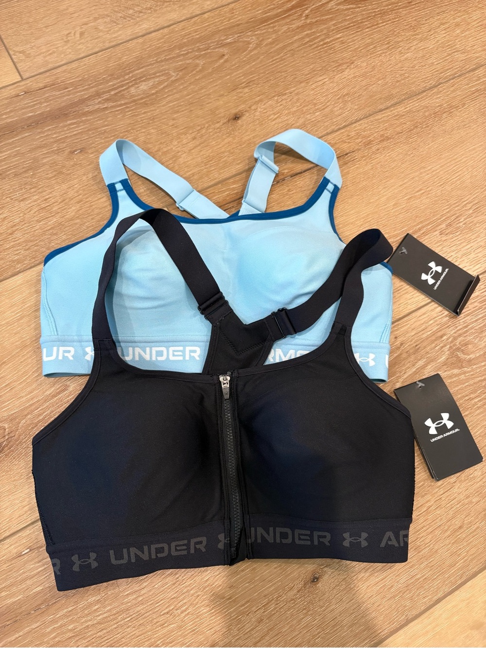 Under Armour Front-Zip Sports Bra Duo - Black & Light Blue